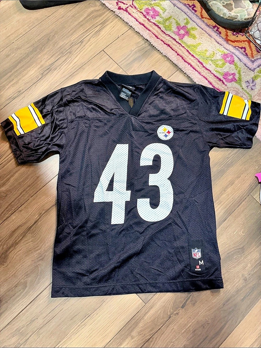 Nike Troy Polamalu #43 jersey Boys Medium #43 Football Jersey Black & Yellow